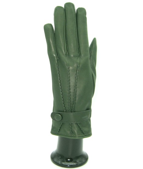 Sermoneta Gloves Guanto in Nappa con cinturino fod cashmere Verde oliva In Linea