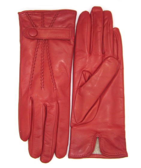 Sermoneta Gloves Guanto in Nappa con cinturino fod cashmere Rosso scuro Nuovo