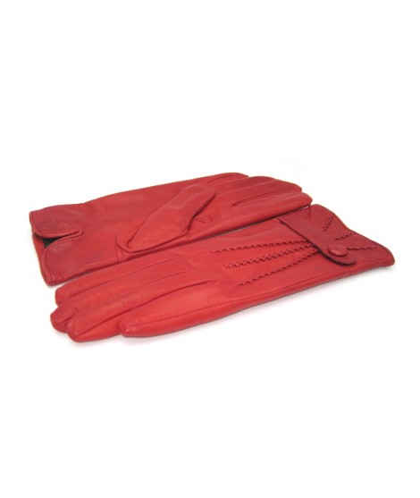 Sermoneta Gloves Guanto in Nappa con cinturino fod cashmere Rosso scuro Nuovo