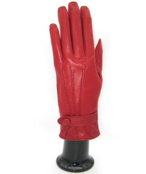Sermoneta Gloves Guanto in Nappa con cinturino fod cashmere Rosso scuro Nuovo