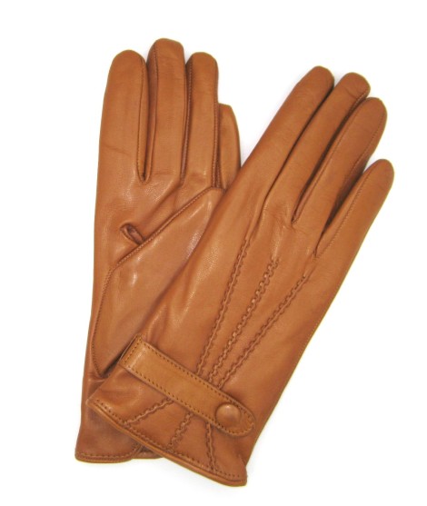 Sermoneta Gloves Guanto in Nappa con cinturino fod cashmere Tan