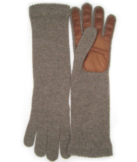 Sermoneta Gloves Guanto in 100% cashmere 4bt con palmo in Nappa Castoro/Tan Promozione