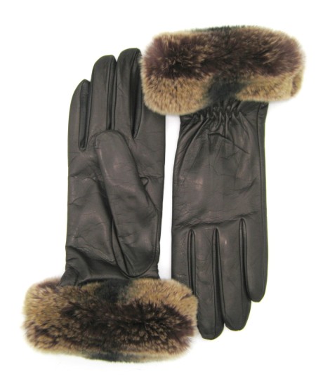 Sermoneta Gloves Guanto in Nappa con bordo Rex foderato cashmere T.Moro Negozi Online
