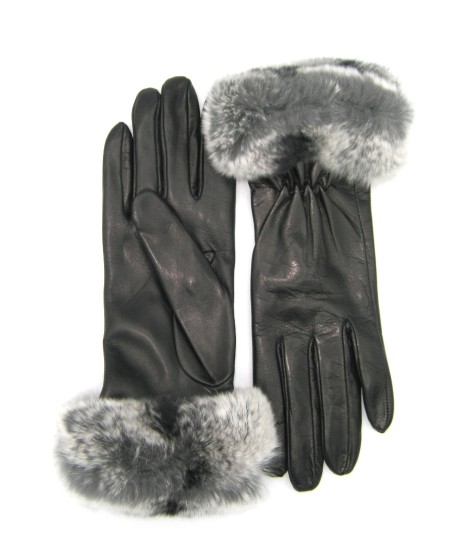Sermoneta Gloves Guanto in Nappa con bordo Rex foderato cashmere Nero Acquista Ora