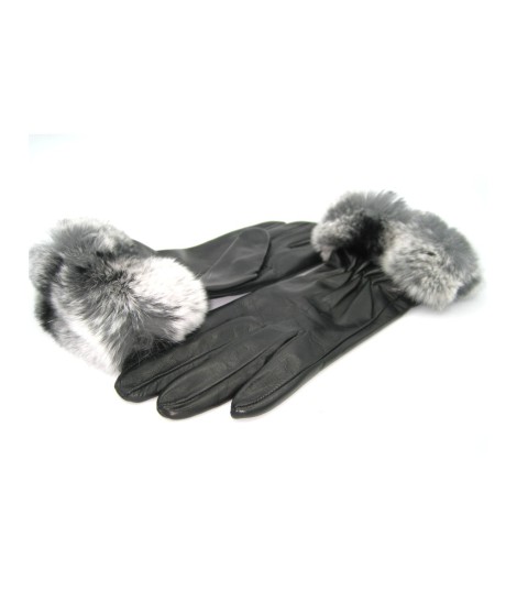 Sermoneta Gloves Guanto in Nappa con bordo Rex foderato cashmere Nero Acquista Ora