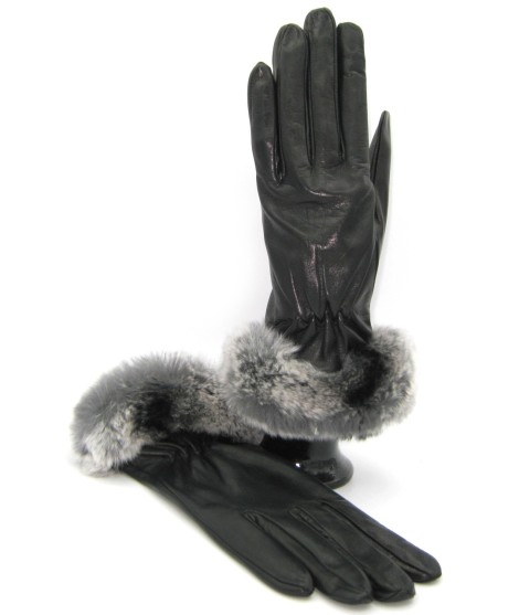Sermoneta Gloves Guanto in Nappa con bordo Rex foderato cashmere Nero Acquista Ora