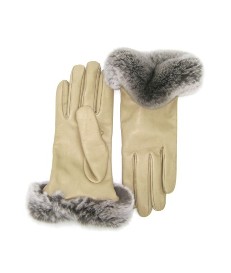 Sermoneta Gloves Guanto in Nappa 2bt con bordo Rex fodera cashmere Toupe Affare Del Giorno