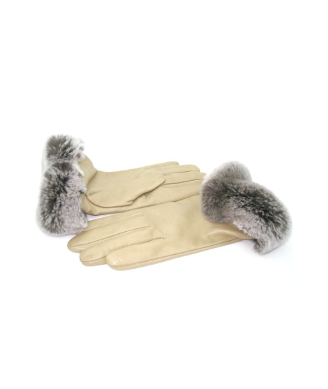 Sermoneta Gloves Guanto in Nappa 2bt con bordo Rex fodera cashmere Toupe Affare Del Giorno