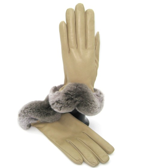 Sermoneta Gloves Guanto in Nappa 2bt con bordo Rex fodera cashmere Toupe Affare Del Giorno