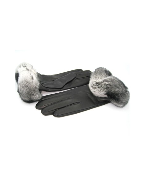 Sermoneta Gloves Guanto in Nappa 2bt con bordo Rex fodera cashmere Nero Promozione