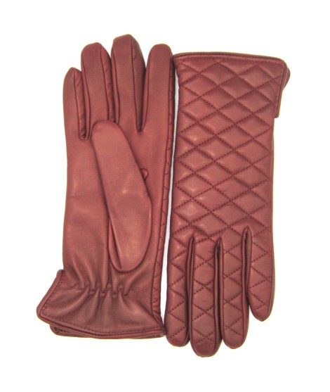 Sermoneta Gloves Guanto trapuntato 2bt fodera cashmere Rosso scuro Sottocosto