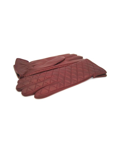 Sermoneta Gloves Guanto trapuntato 2bt fodera cashmere Rosso scuro Sottocosto