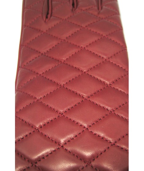 Sermoneta Gloves Guanto trapuntato 2bt fodera cashmere Rosso scuro Sottocosto