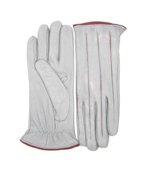 Sermoneta Gloves Guanto in Nappa con intarsi a contrasto Grigio Perla/Bordeaux Convenienza