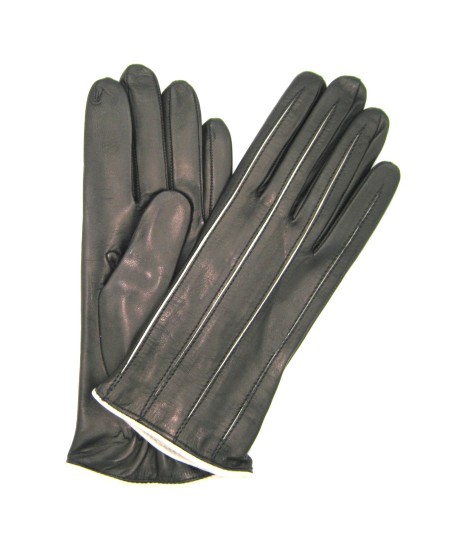 Sermoneta Gloves Guanto in Nappa con intarsi a contrasto Nero/Panna Novità