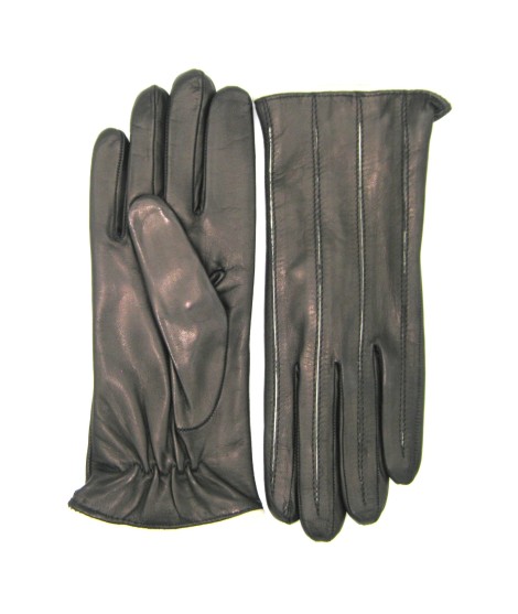 Sermoneta Gloves Guanto in Nappa con intarsi a contrasto Nero/Panna Novità
