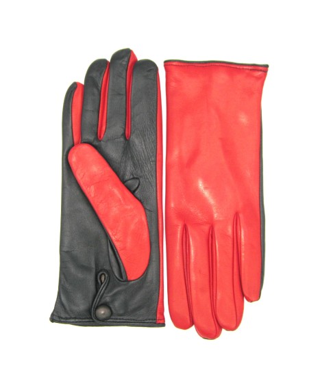 Sermoneta Gloves Guanto Nappa fodera cashmere Touch Screen Rosso/Nero Sconto