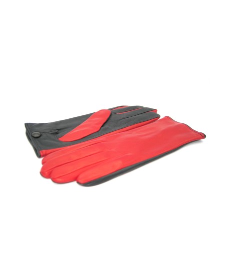 Sermoneta Gloves Guanto Nappa fodera cashmere Touch Screen Rosso/Nero Sconto