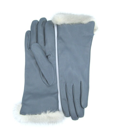Sermoneta Gloves Guanto in Nappa 4bt con risvolto in Visone Grigio Perla Online