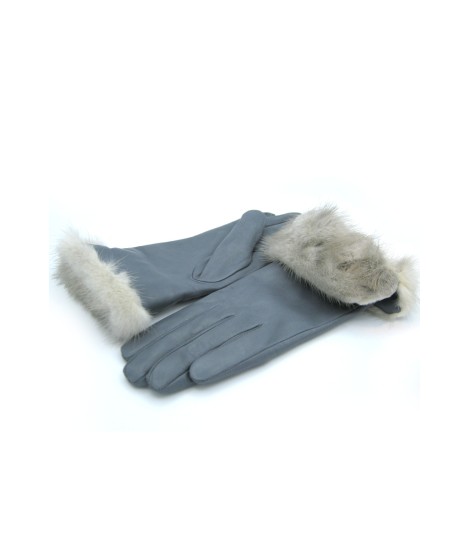 Sermoneta Gloves Guanto in Nappa 4bt con risvolto in Visone Grigio Perla Online