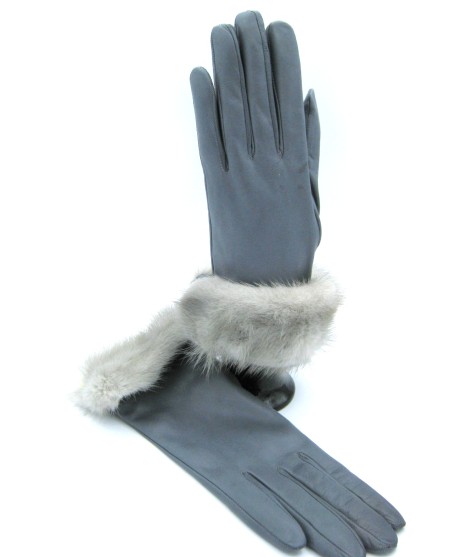 Sermoneta Gloves Guanto in Nappa 4bt con risvolto in Visone Grigio Perla Online