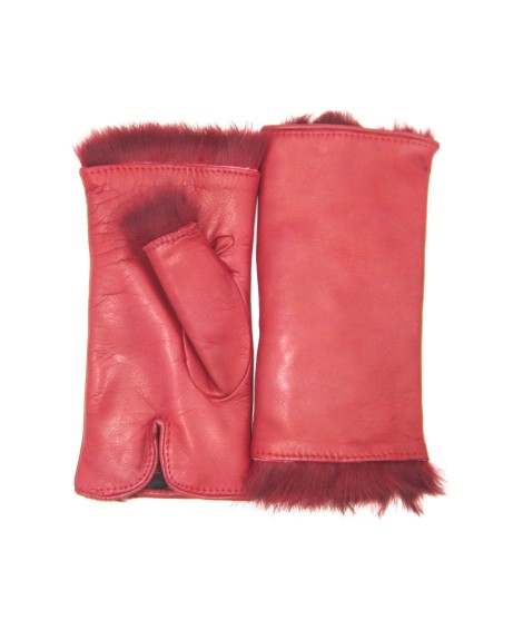 Sermoneta Gloves Manicotto in Nappa 2bt foderato in Lapin Rosso scuro Hotsell