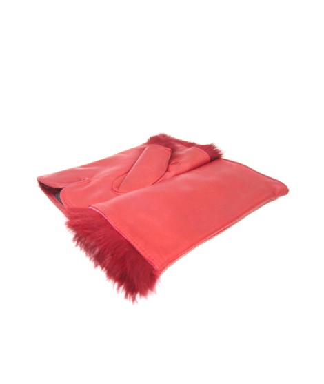 Sermoneta Gloves Manicotto in Nappa 2bt foderato in Lapin Rosso scuro Hotsell