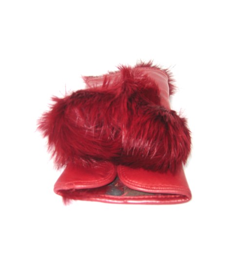 Sermoneta Gloves Manicotto in Nappa 2bt foderato in Lapin Rosso scuro Hotsell
