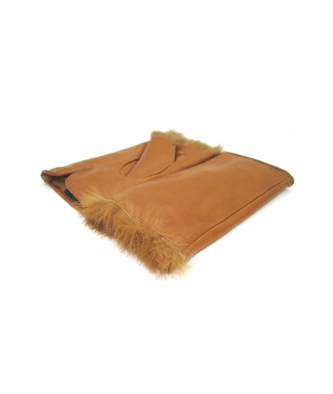 Sermoneta Gloves Manicotto in Nappa 2bt foderato in Lapin Tan Vendita Calda