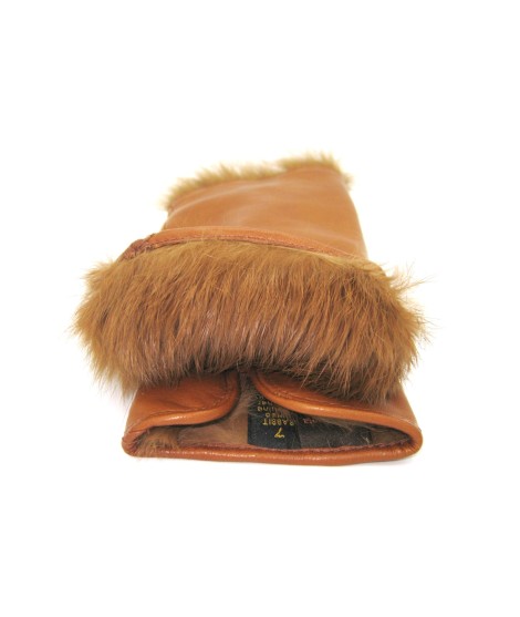Sermoneta Gloves Manicotto in Nappa 2bt foderato in Lapin Tan Vendita Calda