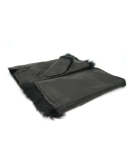 Sermoneta Gloves Manicotto 2bt foderato in Lapin Nero Vendita Economica