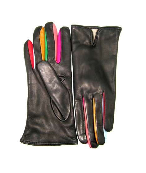 Sermoneta Gloves Guanto in Nappa con forchetta multicolor Nero Presa