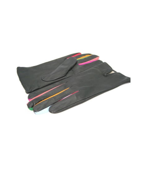 Sermoneta Gloves Guanto in Nappa con forchetta multicolor Nero Presa