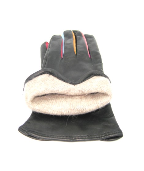 Sermoneta Gloves Guanto in Nappa con forchetta multicolor Nero Presa