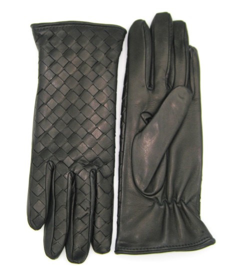 Sermoneta Gloves Guanto in Nappa Intrecciato fodera cashmere Nero I Più Venduti