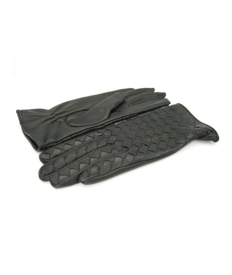 Sermoneta Gloves Guanto in Nappa Intrecciato fodera cashmere Nero I Più Venduti