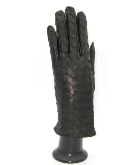 Sermoneta Gloves Guanto in Nappa Intrecciato fodera cashmere Nero I Più Venduti