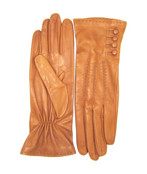 Sermoneta Gloves Guanto Nappa 4bt con bottoncini fod.seta Tan In Saldo