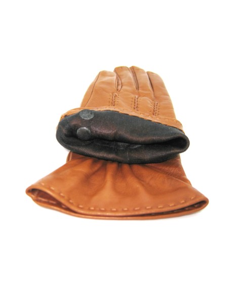 Sermoneta Gloves Guanto Nappa 4bt con bottoncini fod.seta Tan In Saldo
