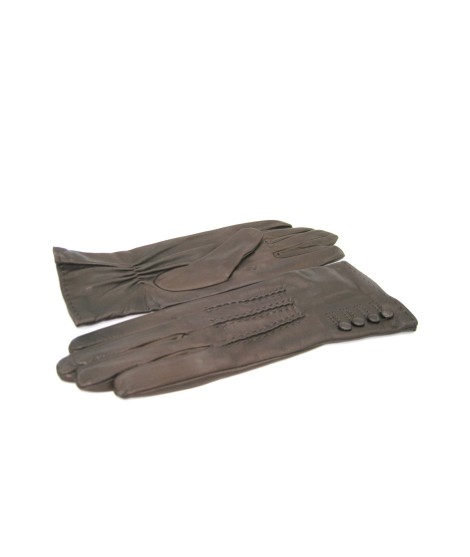 Sermoneta Gloves Guanto Nappa 4bt con bottoncini fod.seta T.Moro Nuova