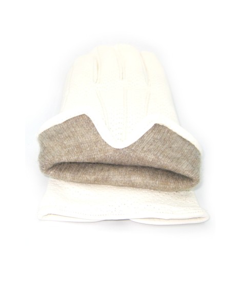 Sermoneta Gloves Guanti Nappa foderato cashmere Bianco Saldi
