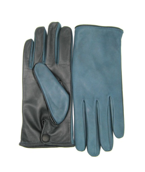 Sermoneta Gloves Guanto in Nappa fodera cashmere Touch screen Petrolio/Nero Spedizione Gratuita