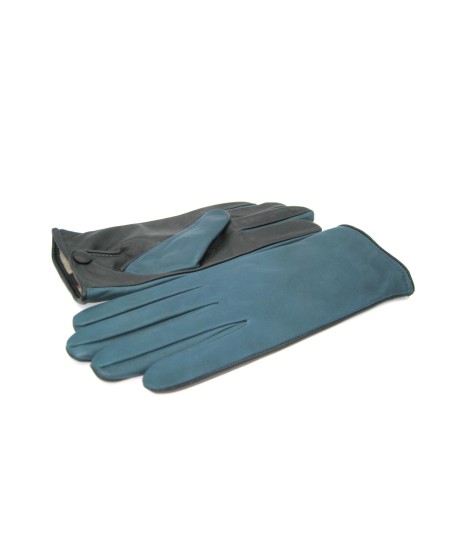 Sermoneta Gloves Guanto in Nappa fodera cashmere Touch screen Petrolio/Nero Spedizione Gratuita