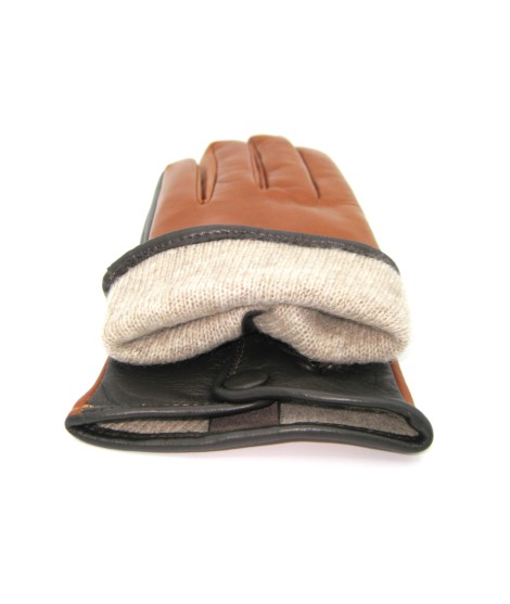Sermoneta Gloves Guanto in Nappa fodera cashmere Touch screen Tan/Moro Pezzi Unici