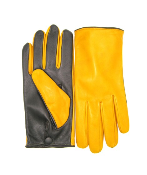 Sermoneta Gloves Guanto in Nappa fodera cashmere Touch screen Giallo Ocra/Moro Soddisfazione Garantita