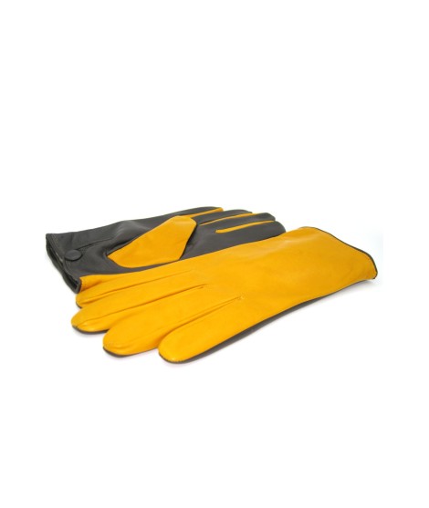 Sermoneta Gloves Guanto in Nappa fodera cashmere Touch screen Giallo Ocra/Moro Soddisfazione Garantita