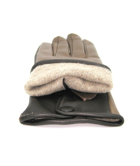 Sermoneta Gloves Guanto in Nappa fodera cashmere Touch screen Fango/Moro Qualità Garantita