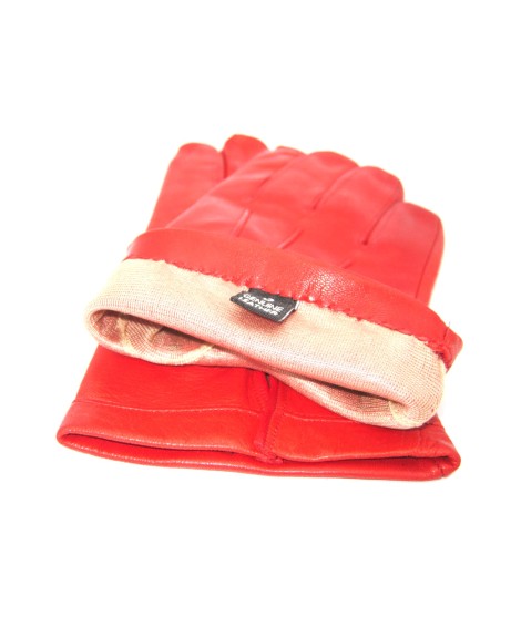 Sermoneta Gloves Guanto in Nappa foderato seta Rosso Affare Del Giorno