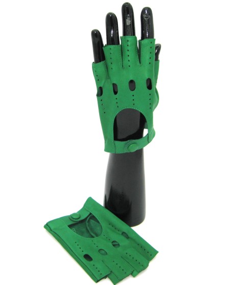 Sermoneta Gloves Guanto Guida in Nappa mezze dita Verde Smeraldo Online