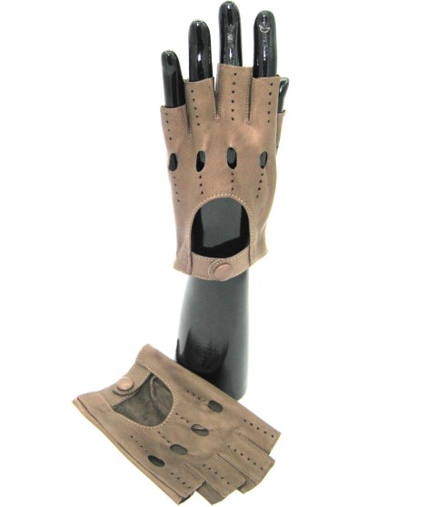 Sermoneta Gloves Guanto in Nappa da guida mezze dita Fango Saldi